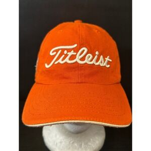 Titleist Golf Hat Orange Adjustable Strapback FJ FootJoy Logo Embroidered Cap
